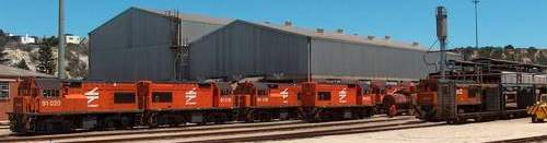 Narrow Gauge Diesel Depot in Humewood Port Elizabeth, Class 91 diesel locomotive line-up