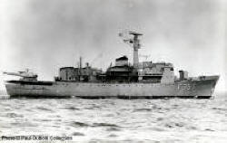 Danish Frigate INGOLF with Alouette III helicopter, seen in 1963.  Photo  Paul Dubois Collection