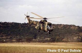 Oryx 1248 seen lifting from a shooting range in the OFS. This Oryx is with 87 HFS. Note the larger sponsons. Photo 