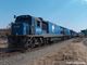 Blue train headed by class 34 diesels numbers 651 and 652 wait patiently at Magaliesburg for the return trip to Pretoria. 17.07.06. Photo © Richard Gillatt