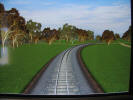 Close up shot of the forward vision monitor showing the track ahead